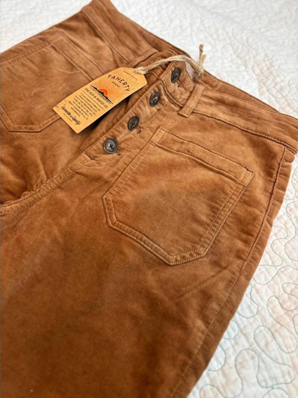Faherty Stretch Terry Cord Patch Pocket Pant Size 28 NWT
